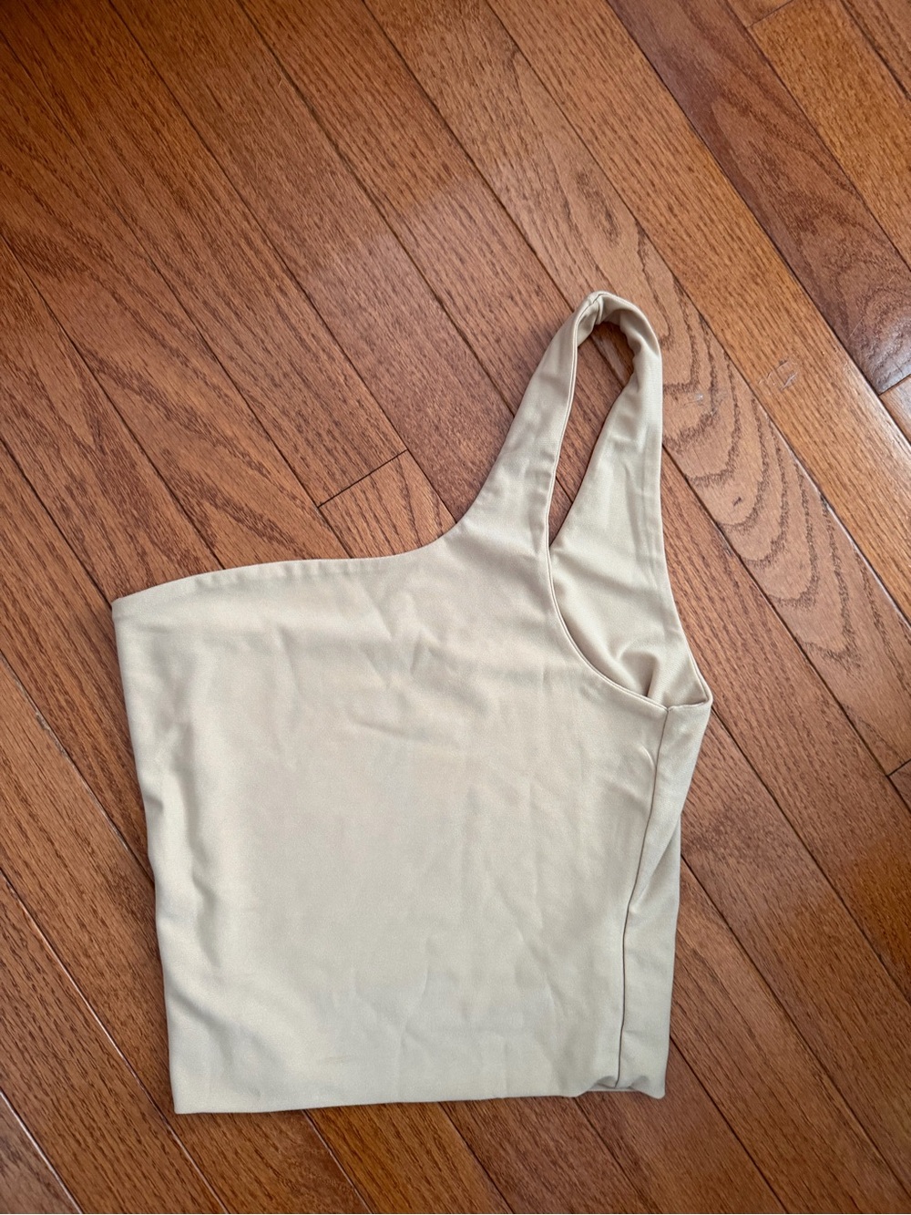 Fashion Nova One-Shoulder Cream Tank Top